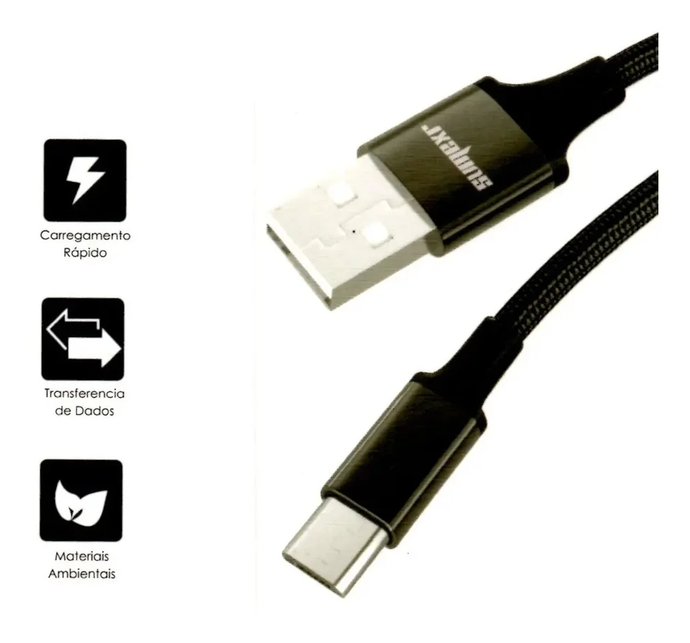 Imagem 2 de 2 do produto Cabo - Black - Micro Usb Fast Charger Trançado V8 - Sx-b24 - Sumexr