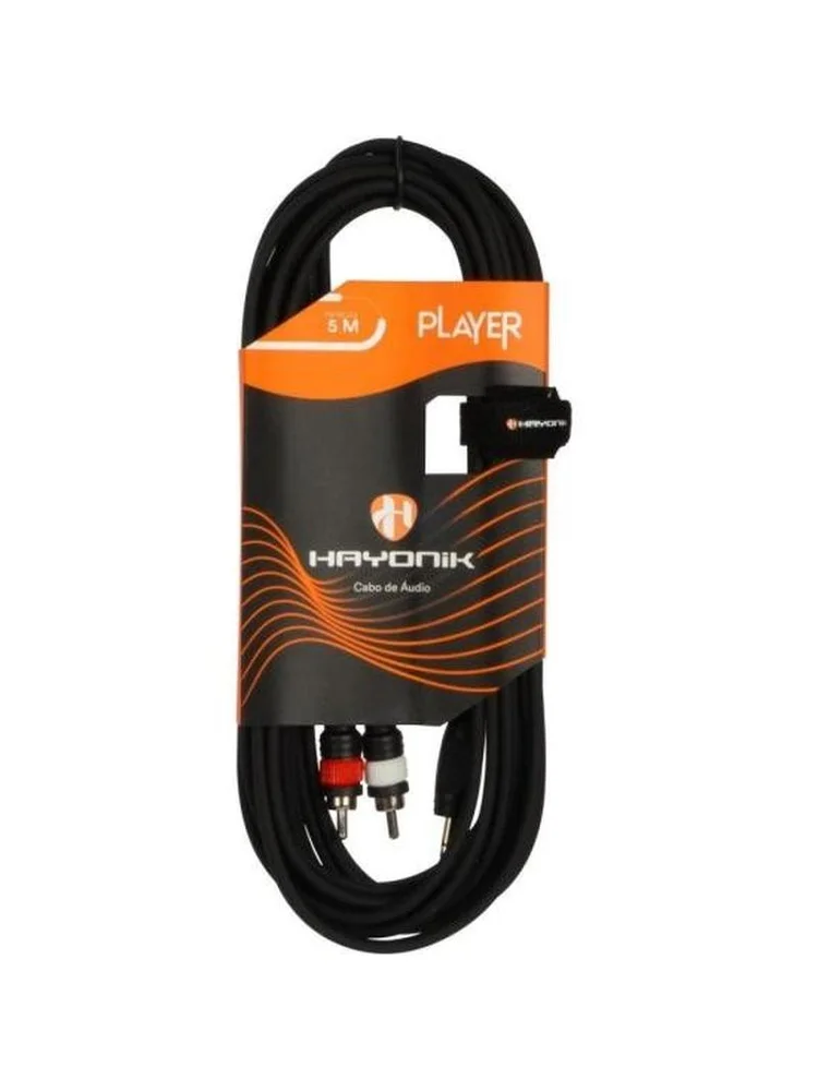 Imagem 2 de 5 do produto Cabo De Áudio Player P2 X Rca 5m Preto Hayonik