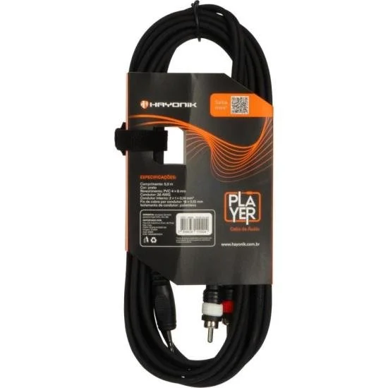 Imagem 5 de 5 do produto Cabo De Áudio Player P2 X Rca 5m Preto Hayonik
