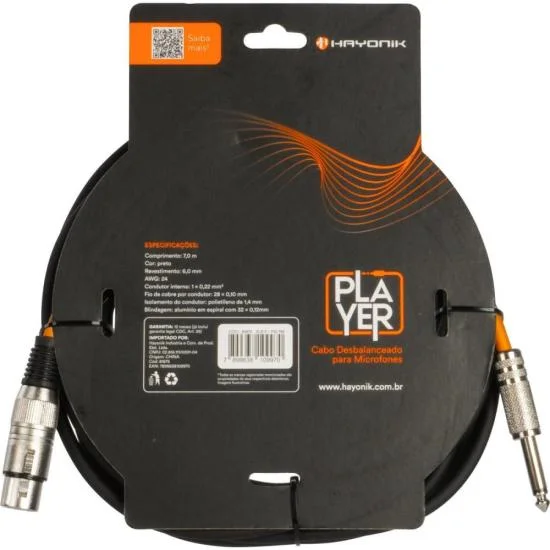 Imagem 2 de 5 do produto Cabo Mic Xlr (f) P10 7m Pt