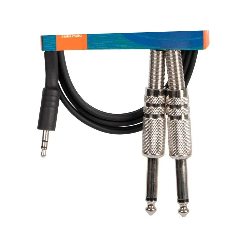 Imagem 3 de 3 do produto Cabo De Áudio Linha Brasil P2 Estéreo X 2 P10 Mono 1,8mpreto Hayonik