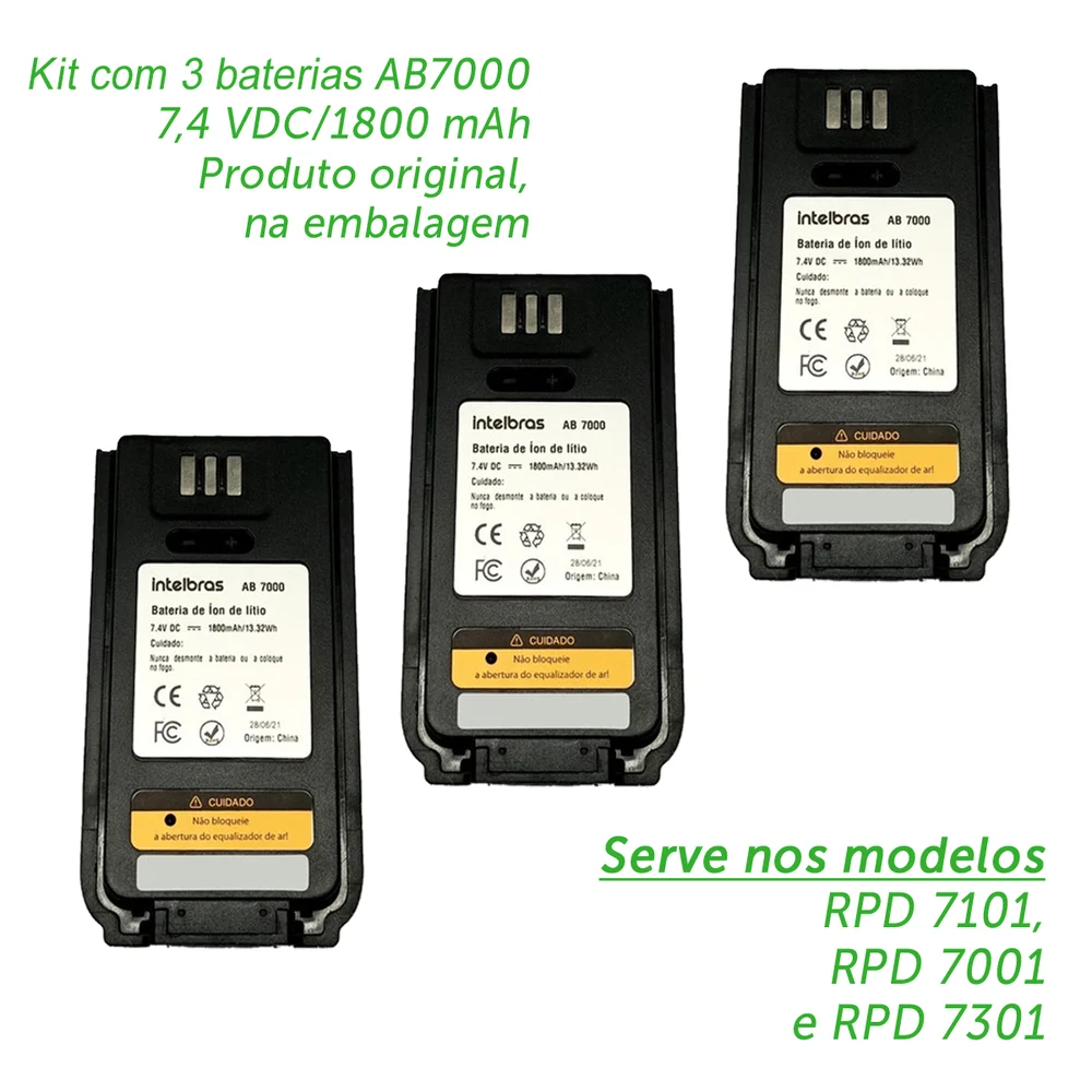 Imagem 5 de 5 do produto 3 Bateria Ab7000   Radiocomunicador Intelbras Rpd7000