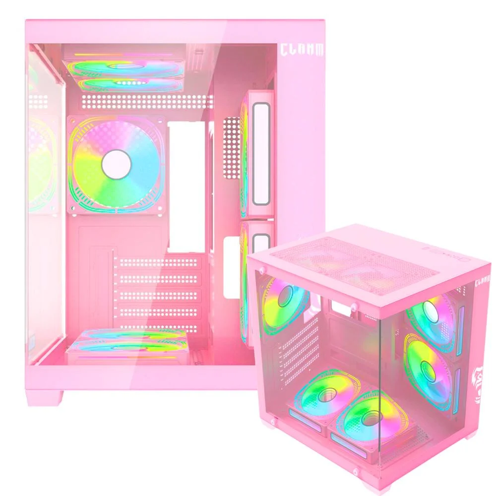 Gabinete Gamer Grodd Candy Suporta Até 7 Fans E Water Cooler Com Vidro Temperado Clanm Cor Rosa
