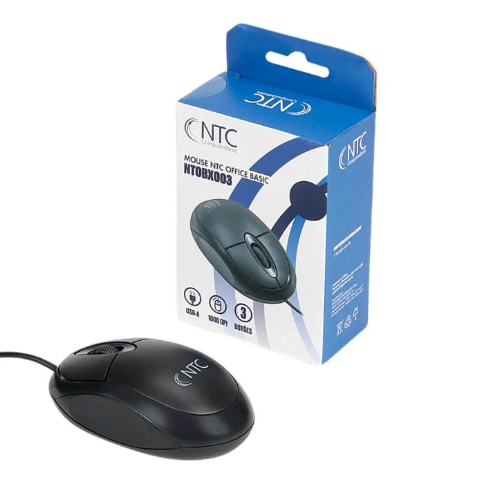 Imagem 4 de 5 do produto Mouse Ntc Office Ambidestro 3 Botões C/fio 1000dpi Preto