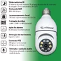 Camera Segurança Panoramica Lampada Wifi Espia C/rastreio Orb777 Orbitronic