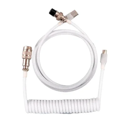 Cabo Aviador Enrolado Usb-c 3m Para Teclado Mecânico Branco