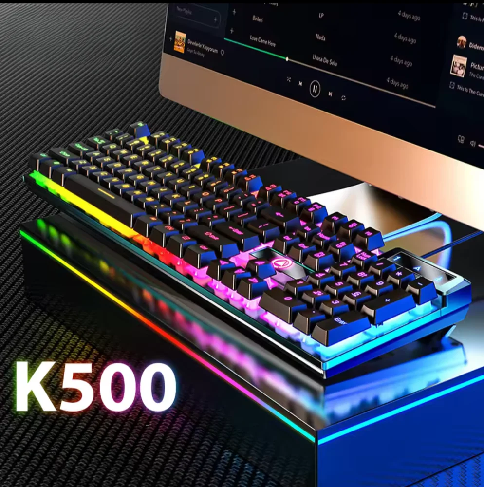 Teclado Mecânico Ergonômico Gamer RGB K500 - USB Teclado Mecânico Ergonômico Gamer RGB K500 - USB