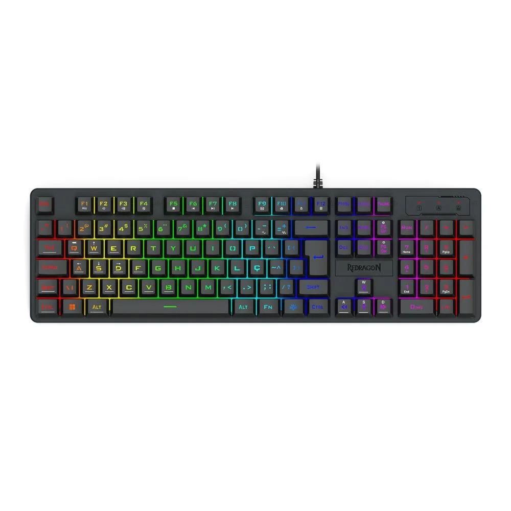 Teclado Usb Gamer Netherbane Rainbow Redragon Preto - K521-r Pt