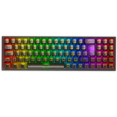 Teclado Mecanico Gamer Pollux Pro RGB Clear Wireless Switch Crystal K628ctb-RGB-pro Pt Preto