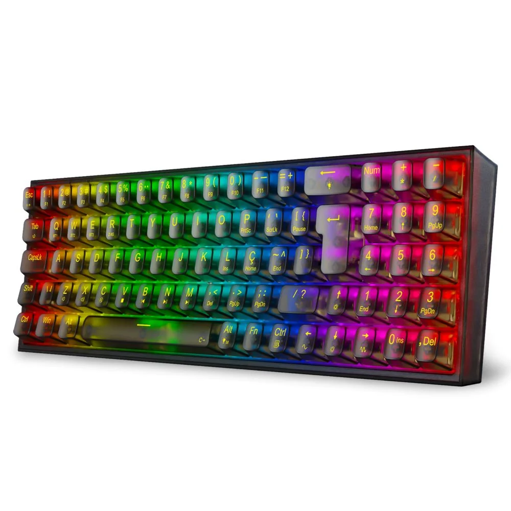 Imagem 4 de 5 do produto Teclado Mecanico Gamer Pollux Pro RGB Clear Wireless Switch Crystal K628ctb-RGB-pro Pt Preto