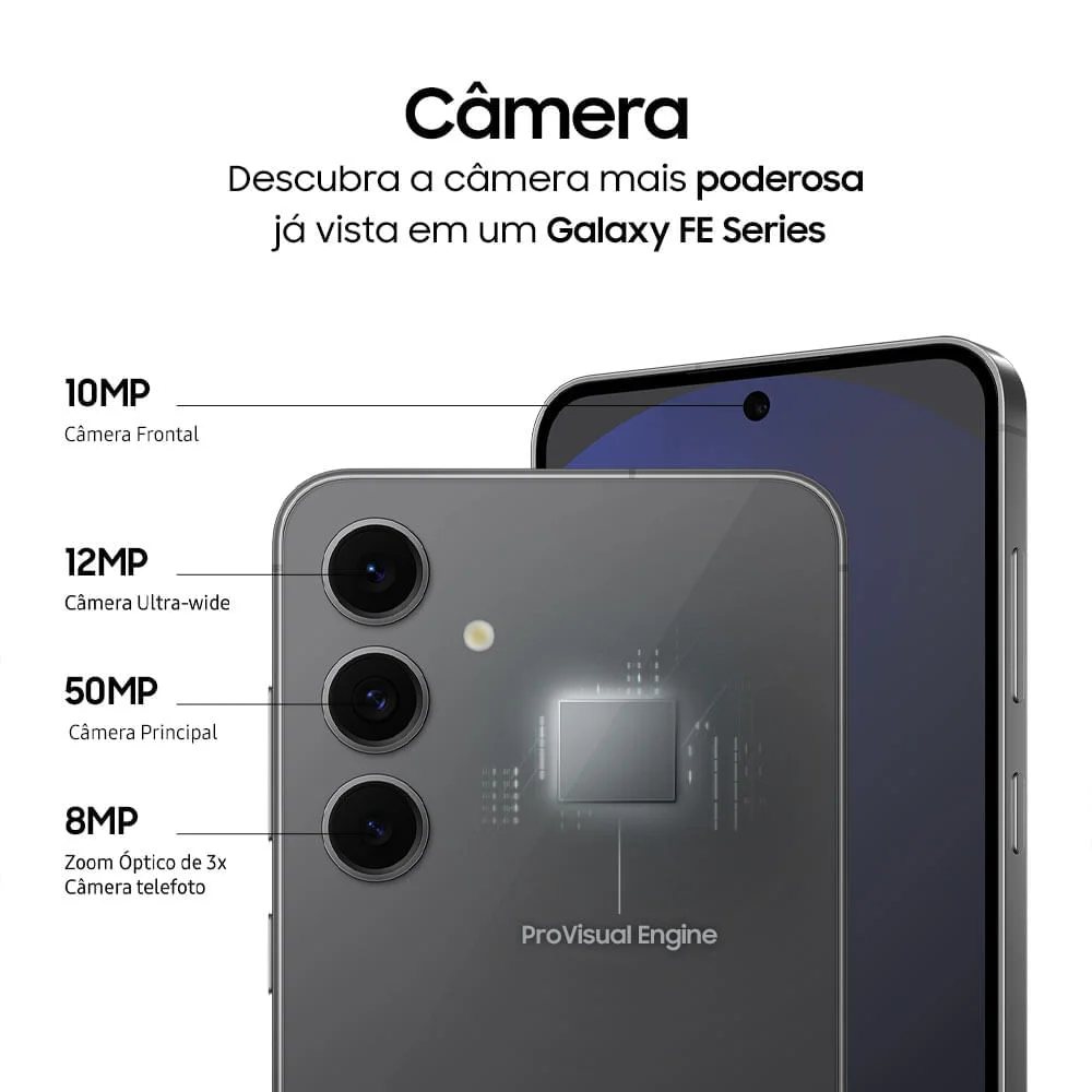 Celular Samsung Galaxy S24 Fe 5g 128GB 8GB Ram Tela 6.7” Galaxy Ai Cinza Celular Samsung Galaxy S24 Fe 5g 128GB 8GB Ram Tela 6.7” Galaxy Ai Cinza