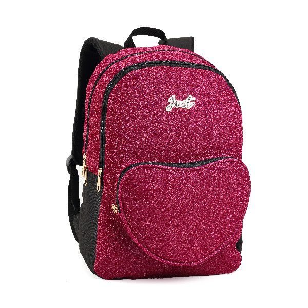 Mochila Juvenil Feminina Just Coração Brilhante Rosa Pink