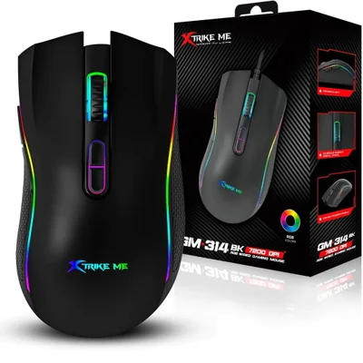 Mouse Gamer Preto Usb Com RGB 7200dpi Xtrike-me - Gm-314 Bk