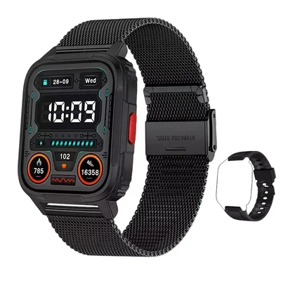 Smartwatch Lige Lw9 Sport Fitness Chamada Bluetooth Cinto De Malha Preta Último 2024.