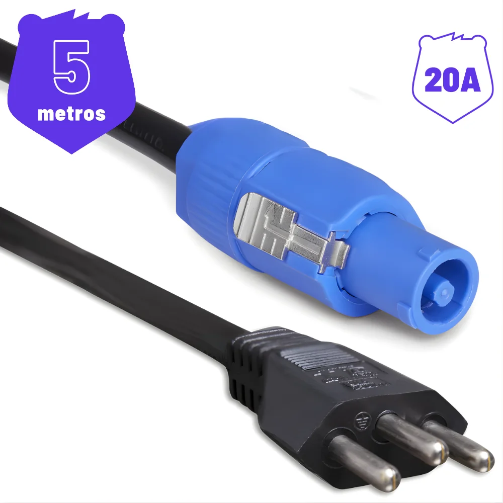 Imagem 3 de 3 do produto Cabo De Força Ac Powercon In 20a 3x2,50mm 5 Metros