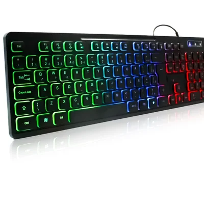 Teclado Gamer Multimídia Com LED RGB 107 Teclas Abnt Ii Exbom - Bk-155c