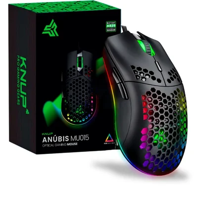 Mouse Gamer Anúbis 12800 Dpi 7 Botões LED RGB Knup - Kp-mu015