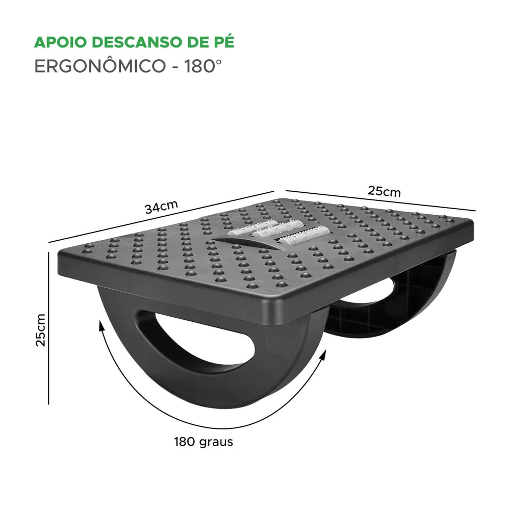 Imagem 4 de 5 do produto Apoio De Pé Descanso Ergonômico Com Massageador Escritório