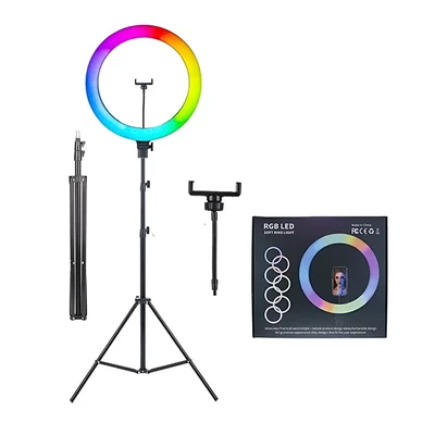 Ring Light RGB 12 " Com Tripé Ajustável Suporte De Celular Ideal Para Lives