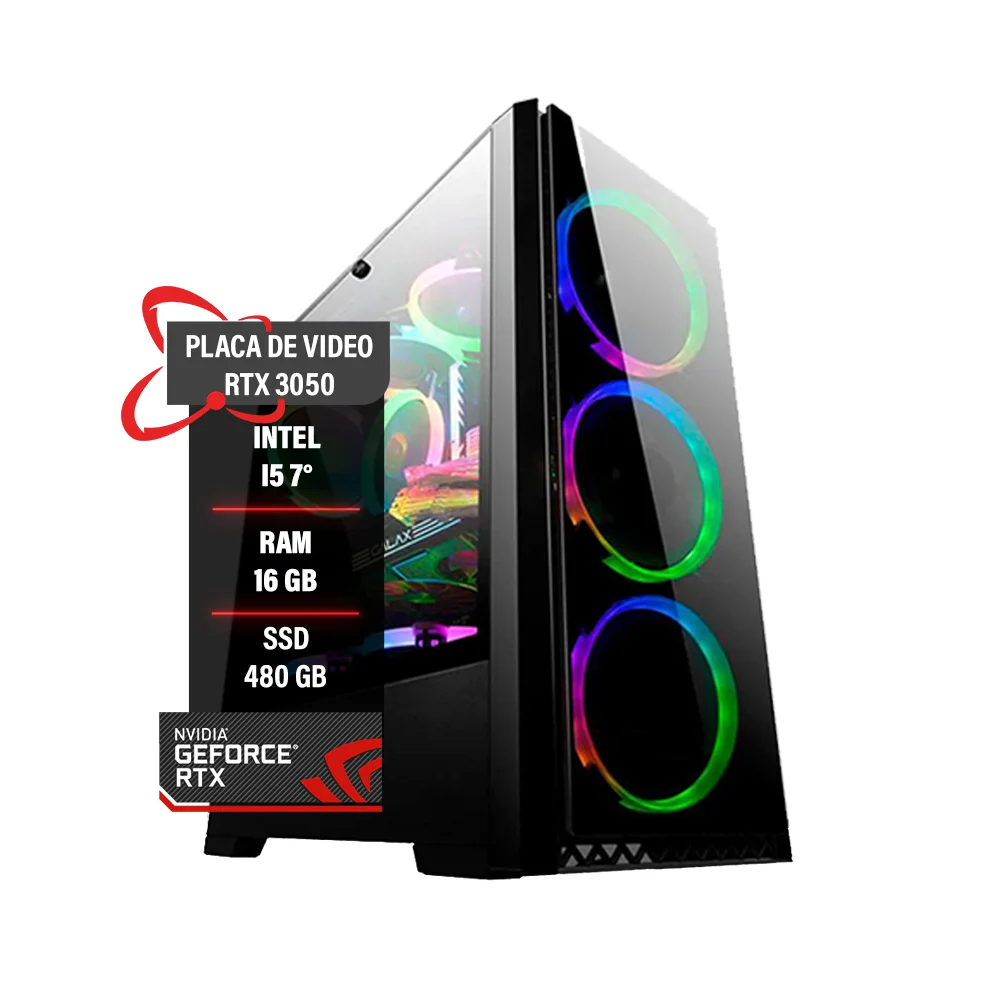 PC Gamer I5 7° 16gb Ram Ddr4 RTX 3050 8GB SSD 480GB Hd 1TB