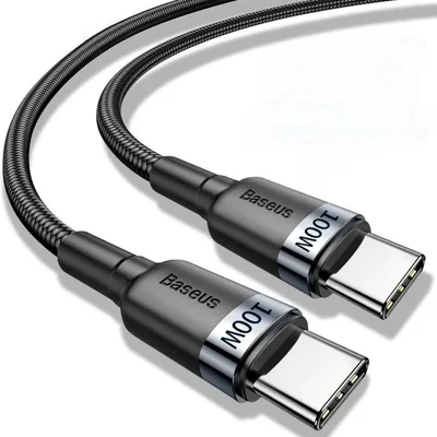 Cabo Usb Tipo C Nas Duas Pontas 100w De Potencia 2 Metros De Comprimento Baseus Carregamento Rápido