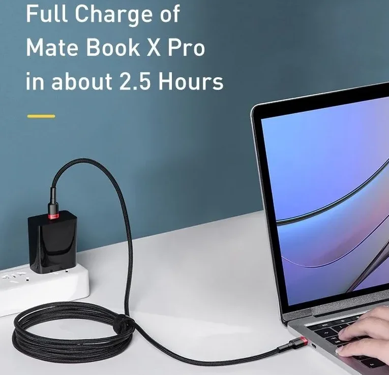 Imagem 4 de 4 do produto Cabo Usb Tipo C Nas Duas Pontas Potencia De 100w Com 50 Centimetros Baseus Carregamento Super Rápido