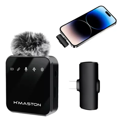 Microfone Lapela H'maston Sem Fio Profissional Alta Sensibilidade Tipo C