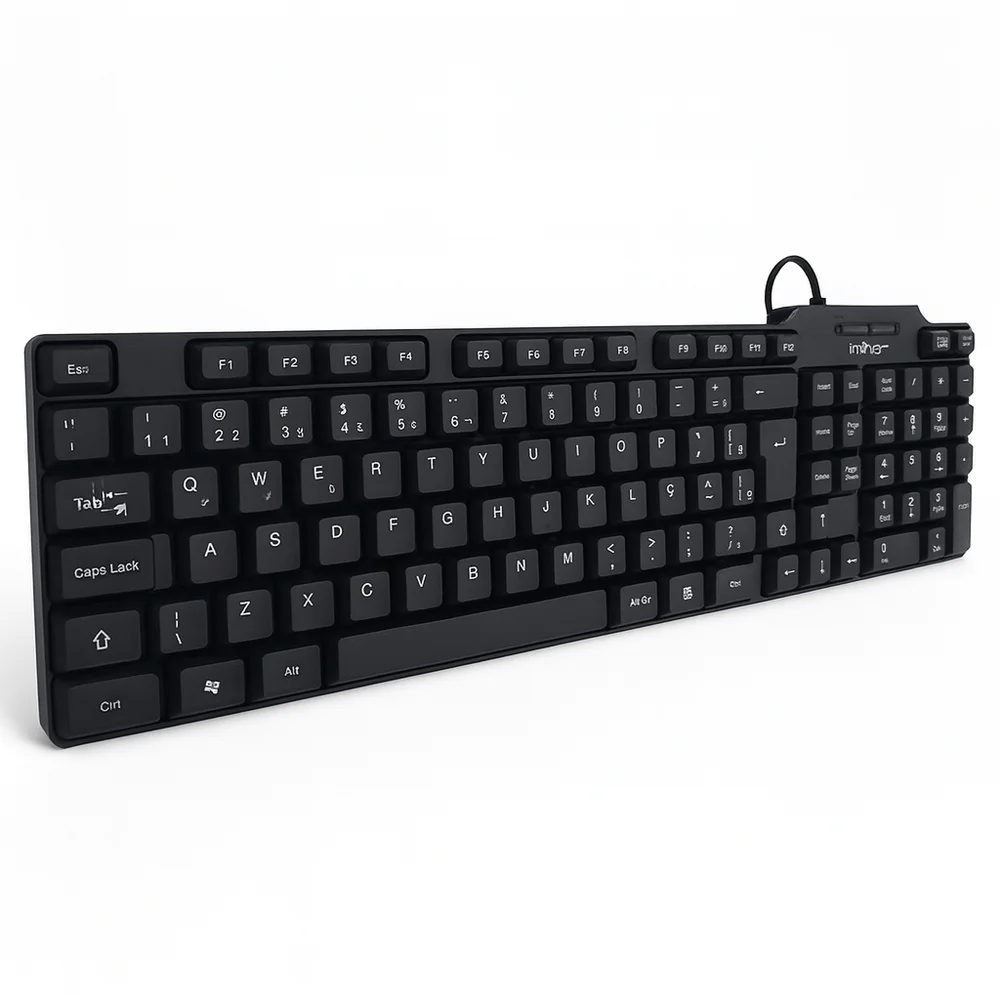 Teclado Usb Com Fio Qwerty Abnt2 Pt-br Macío E Silencioso Para PC  Computador E Notebook