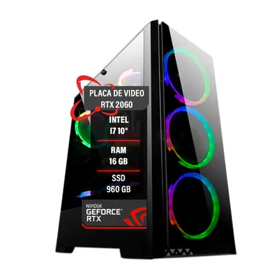 PC Gamer Intel I7 10° RTX 2060 Memória 16gb Ram SSD 960gb