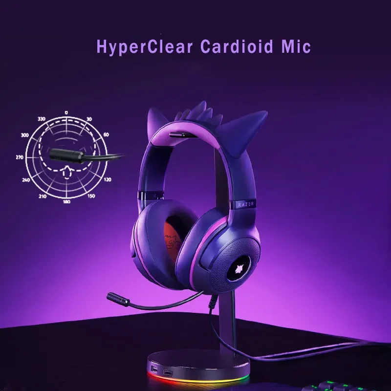 Headset Gamer Razer Kraken Gengar Edição Limitada, Chroma RGB, Surround 7.1, Drivers De 40mm.