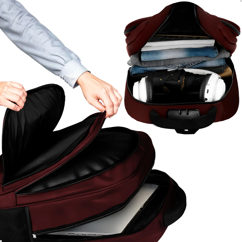 Imagem 3 de 5 do produto Kit Mochila Executiva Grande + Carregador Portátil Compacto Cor Vermelho-preto