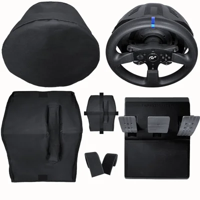 Kit Capas Protetoras Qualicapas Compatíveis C/ Volante E Base T300rs Gt + Capa P/ Pedal T3pa Gt Simulador Thrustmaster
