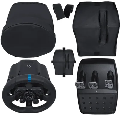 Kit Capas Protetoras Qualicapas Compatíveis c/ Volante, Base e Pedal G25 G27 G29 G920 G923 Simulador Gamer Logitech