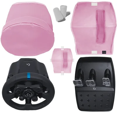 Kit Capas Protetoras Qualicapas Rosa Compatíveis C/ Volante, Base E Pedal G25 G27 G29 G920 G923 Simulador Gamer Logitech