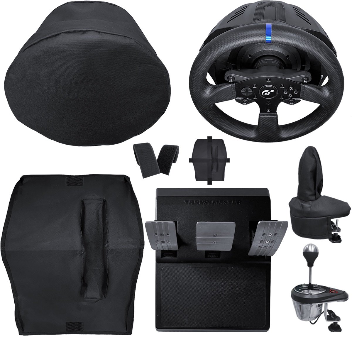 Kit Capas Protetoras Qualicapas Compatíveis C/ Volante E Base T300RS GT + Pedal T3PA + Câmbio TH8A-TH8S Thrustmaster