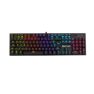 Teclado Mecânico Gamer New Hero Prisma, Rainbow, Switch Blue