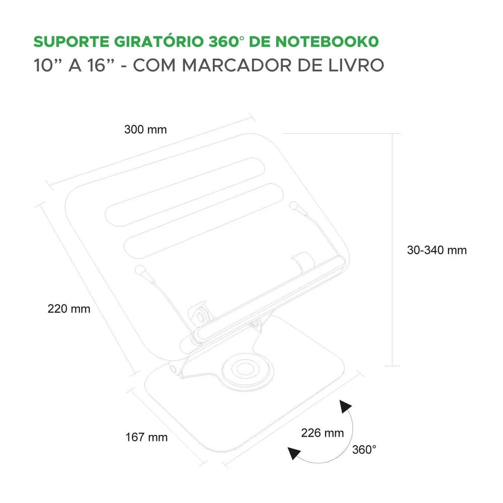 Imagem 2 de 5 do produto Suporte Notebook Alumínio/aço Regulável Base Giratória 360º