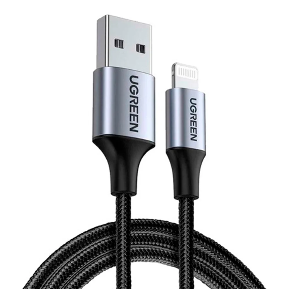 Imagem 2 de 5 do produto Cabo Dados Ugreen 2 Em 1 Usb A Lightning Apple 2m Cert. Mfi