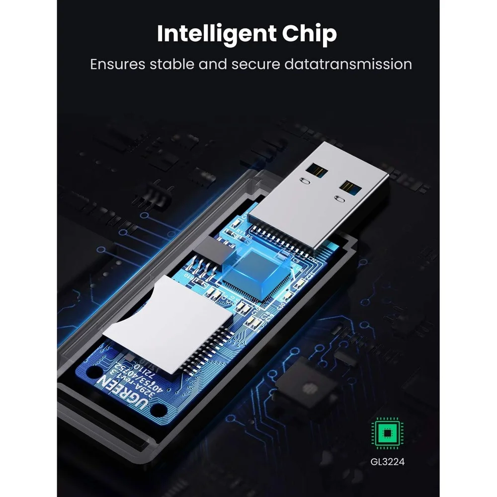 Imagem 5 de 5 do produto Leitor De Cartao De Memoria  Ugreen,Tf/sd, USB 3.0, Cm104, Preto