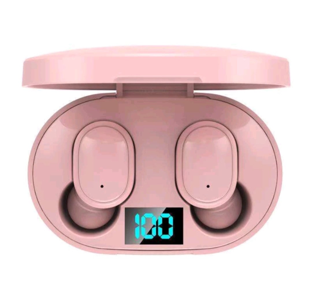 Fone De Ouvido Bluetooth 5.1 Rosa  Par Sem Fio Duplo Display Visor
