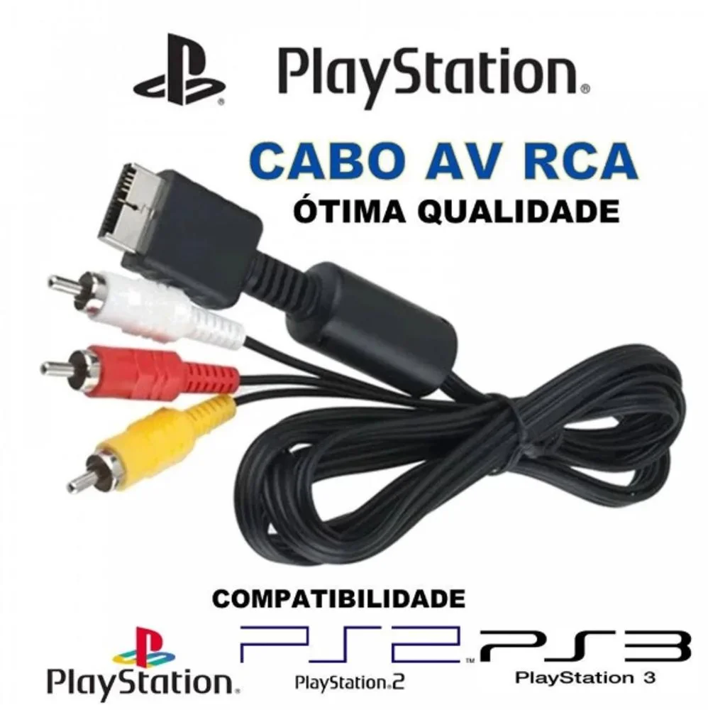 Imagem 4 de 5 do produto Cabo Av Audio Video Rca 1,5 Metros Compativel Playstation 1, 2 Ps1 Ps2