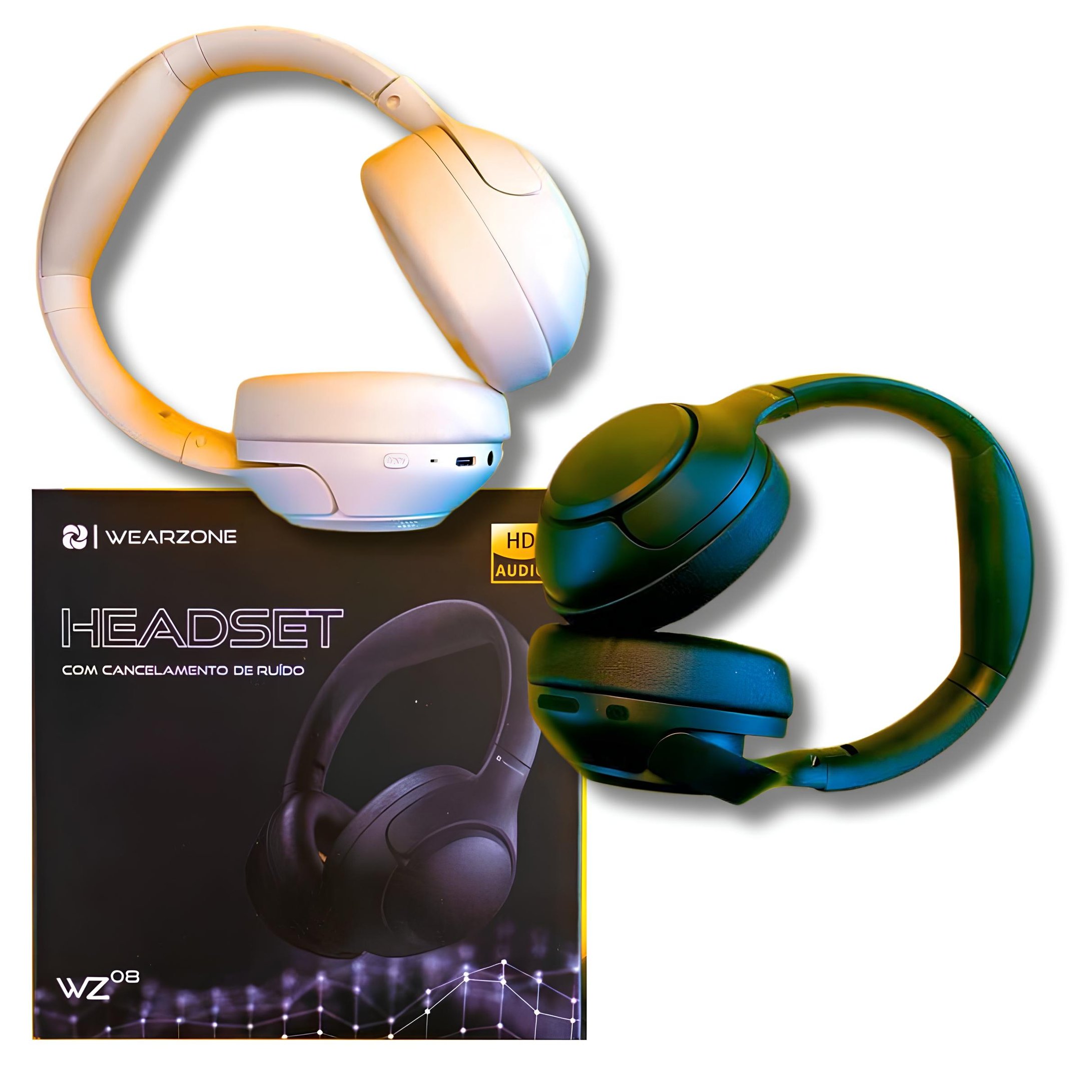 Fone Headset Bluetooth Wz08 Cancelamento De Ruído E Hd 60h Bateria Cor:preto