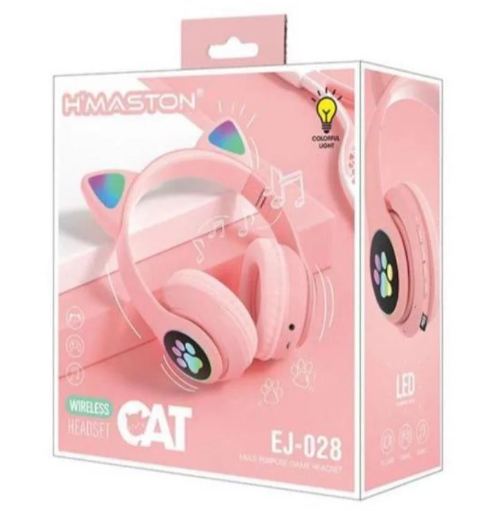 Imagem 2 de 3 do produto Fone De Ouvido Headset Orelha Gatinho Cat Bluetooth LED Rosa