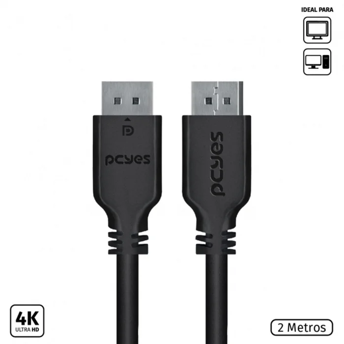 Imagem 4 de 5 do produto Cabo Displayport Macho 2 Metros - Pdpm-2 - PCyes