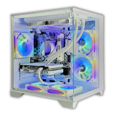 PC Gamer Ryzen 7 5700x, 32gb Ddr4 3200mhz, RTX 4060 8GB, SSD 1TB Nvme, Branco – Full White Premium Water Cooler RGB E Cabos Sleeved