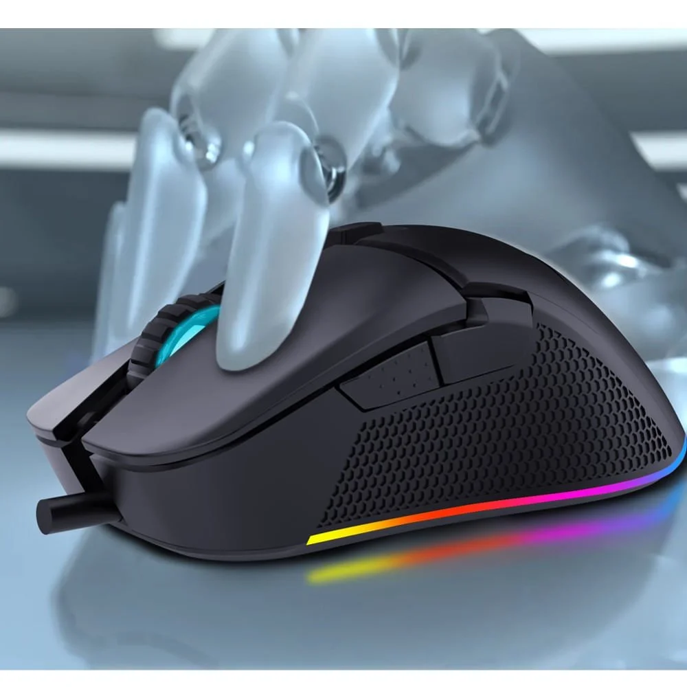 Imagem 5 de 5 do produto Mouse Gamer RGB 7200dpi 7 Botões Usb Emw130 Emanchines