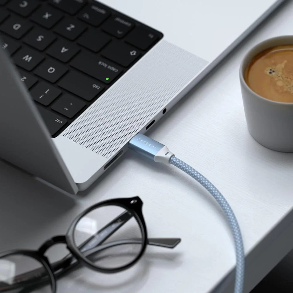 Imagem 4 de 5 do produto Cabo Satechi Usb-c Para Usb-c 100w 480mbps 2 Metros Azul