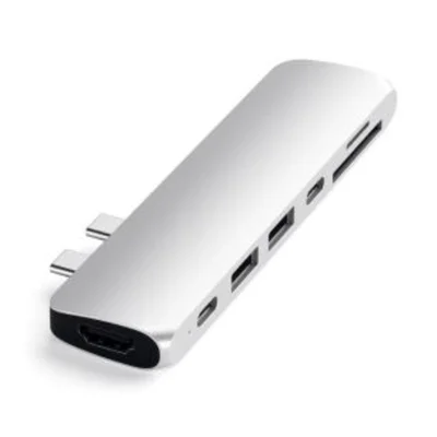 Hub Usb-c Pro Satechi 6 Portas Pd 85w P/ Macbook Prata