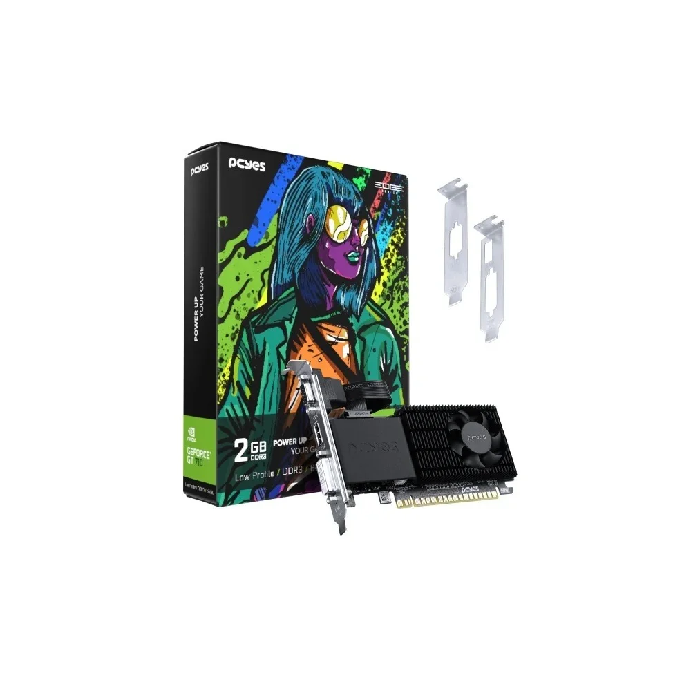 Placa De Vídeo PCyes Nvidia Geforce Gt 710 2gb Ddr3 64 Bits Low Profile - Ppet7102gblp