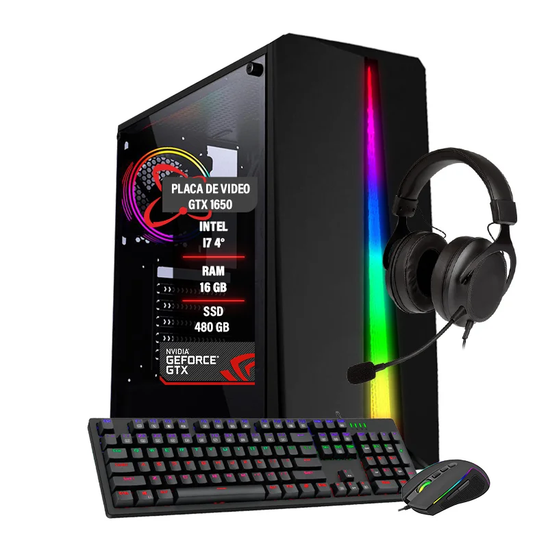 PC Gamer Intel Core I7 4º Gtx1650 Memória 16gb Ram SSD 480GB